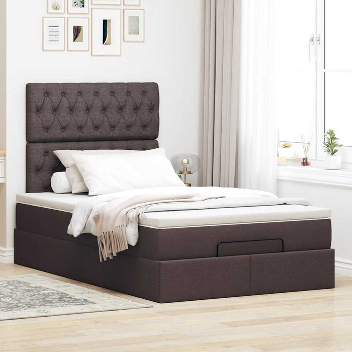 Cadru de pat otoman cu saltea țesătură maro închis 120x190 cm - WALTI WALTI