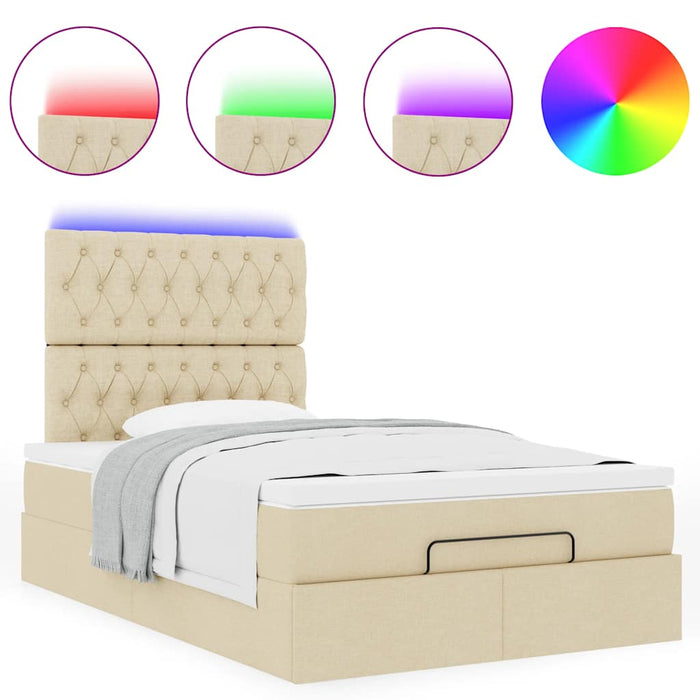 Cadru de pat otoman cu saltea crem 120x190cm stofa - WALTI WALTI