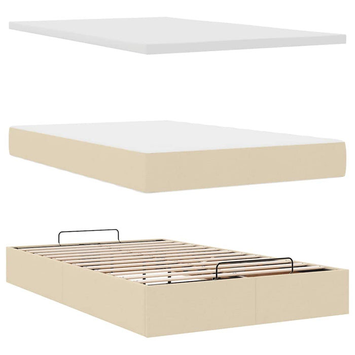Cadru de pat otoman cu saltea crem 120x190cm stofa - WALTI WALTI