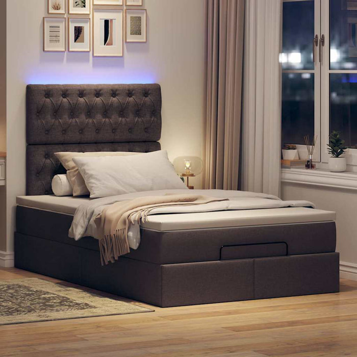 Cadru de pat otoman cu saltea țesătură maro închis 120x200 cm - WALTI WALTI