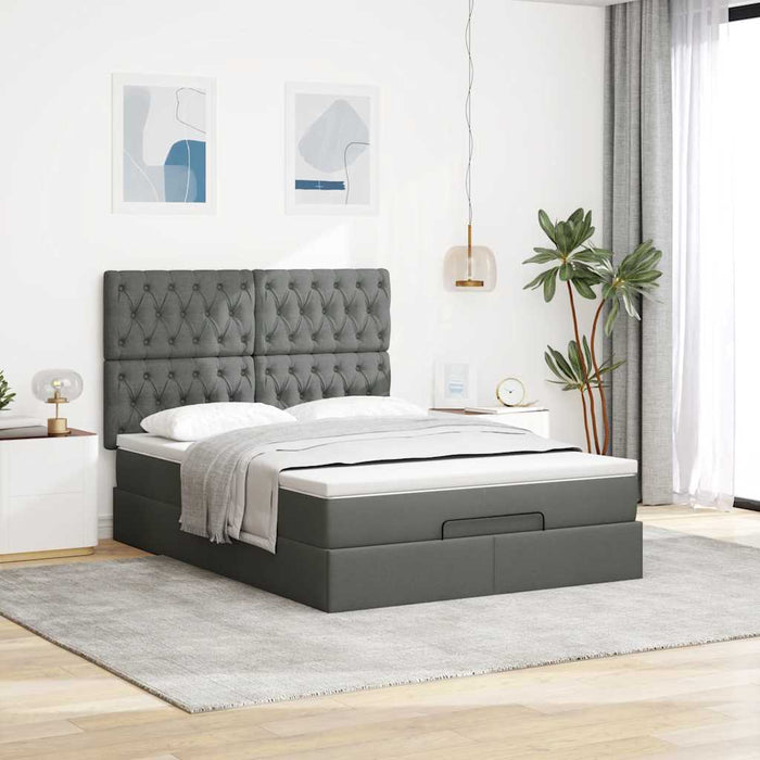 Cadru pat otoman cu saltea țesătură gri închis 140x190cm - WALTI WALTI