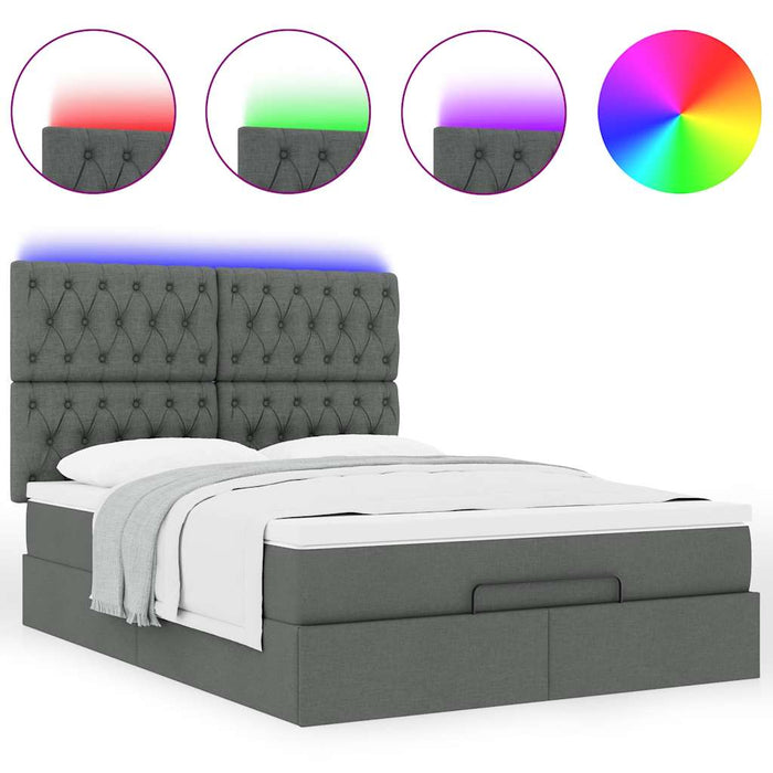 Cadru pat otoman cu saltea țesătură gri închis 140x190cm - WALTI WALTI