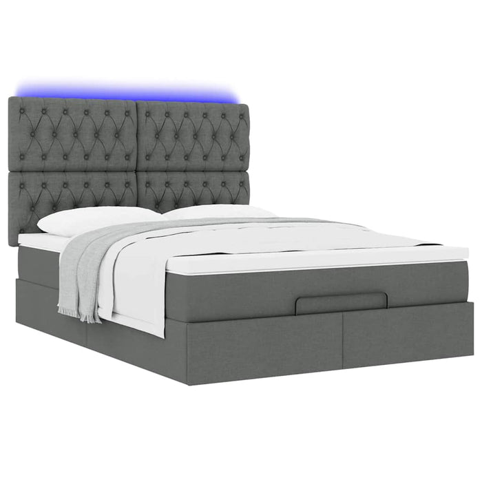 Cadru pat otoman cu saltea țesătură gri închis 140x190cm - WALTI WALTI
