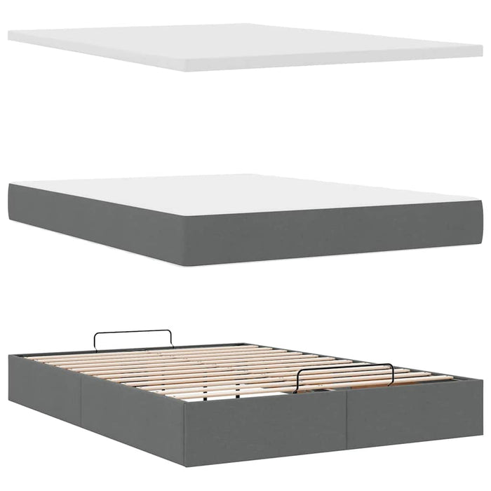 Cadru pat otoman cu saltea țesătură gri închis 140x190cm - WALTI WALTI