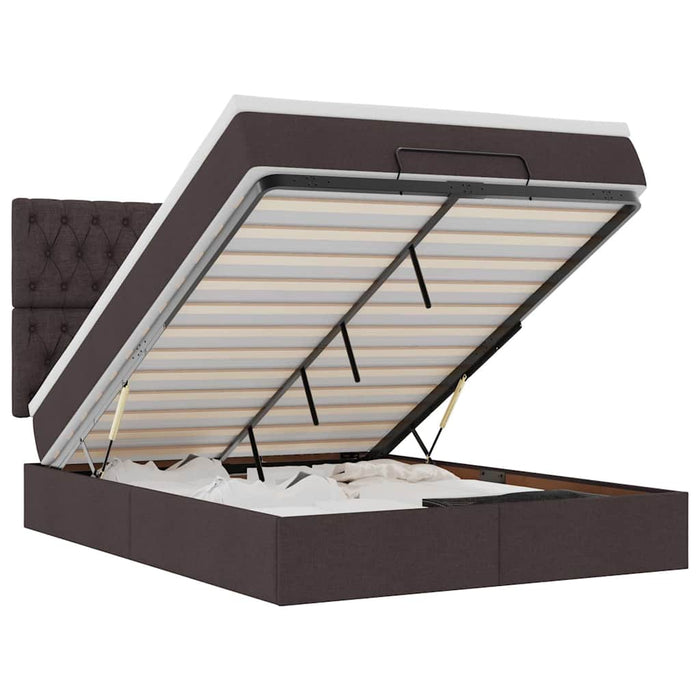 Cadru de pat otoman cu saltea țesătură maro închis 140x190cm - WALTI WALTI