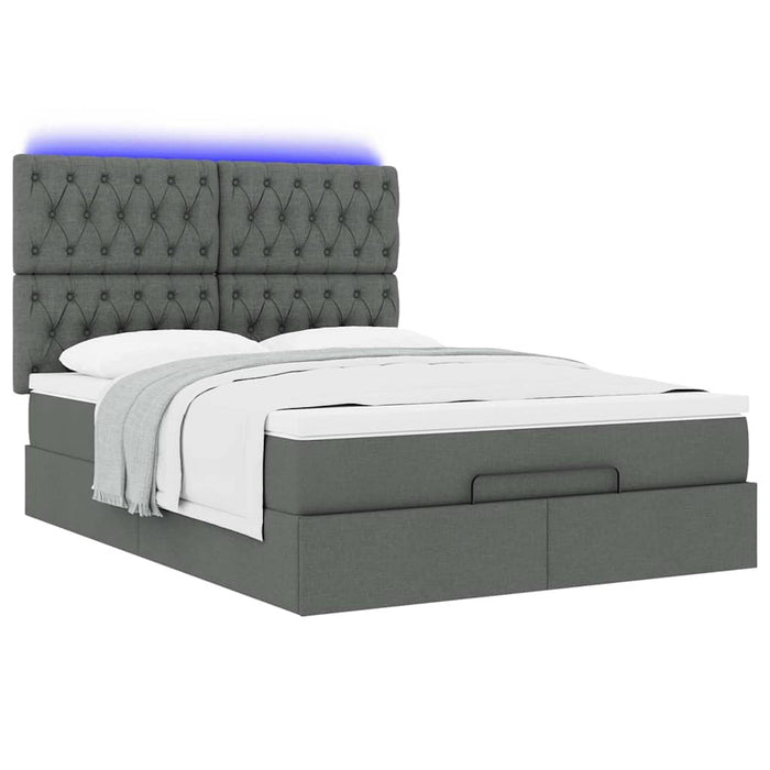 Cadru pat otoman cu saltea țesătură gri închis 140x200 cm - WALTI WALTI