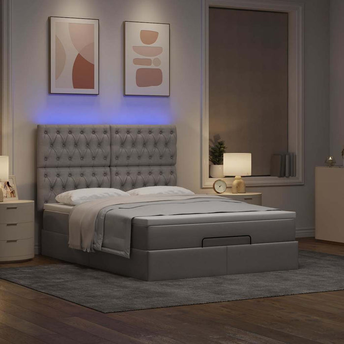 Cadru de pat otoman cu saltea Taupe 140x200cm Material WALTI