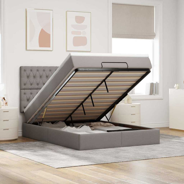 Cadru de pat otoman cu saltea Taupe 140x200cm Material WALTI