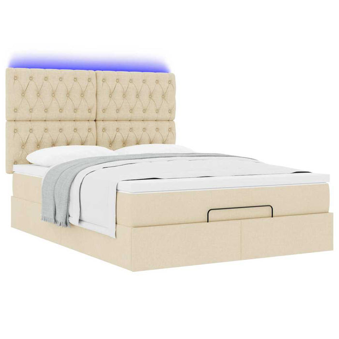 Cadru de pat otoman cu saltea crem 140x200cm stofa - WALTI WALTI