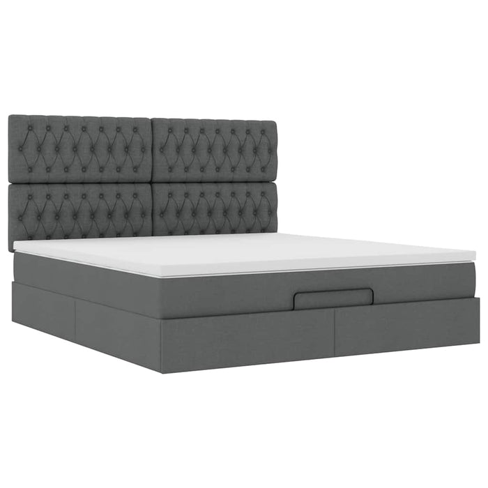 Cadru pat otoman cu saltea țesătură gri închis 160x200 cm - WALTI WALTI