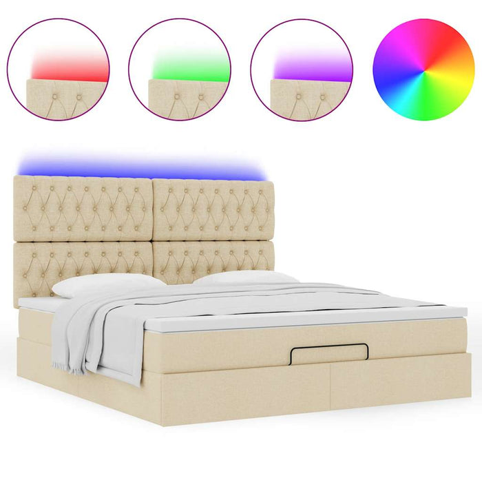Cadru de pat otoman cu saltea crem 160x200cm stofa - WALTI WALTI