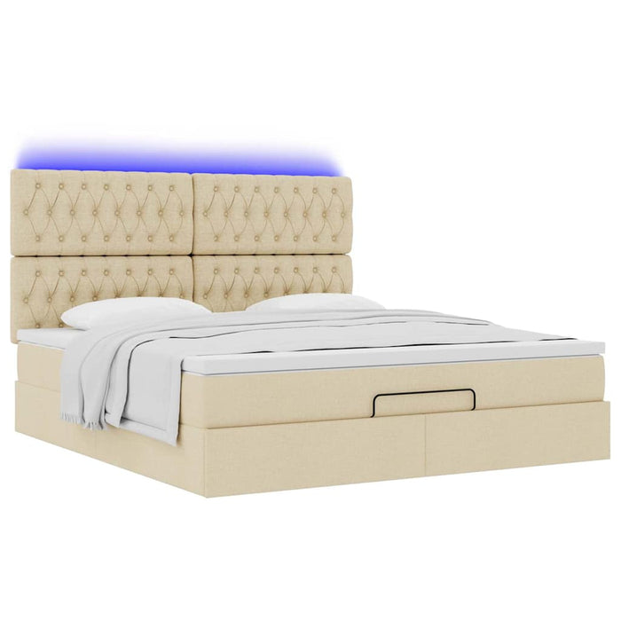 Cadru de pat otoman cu saltea crem 160x200cm stofa - WALTI WALTI
