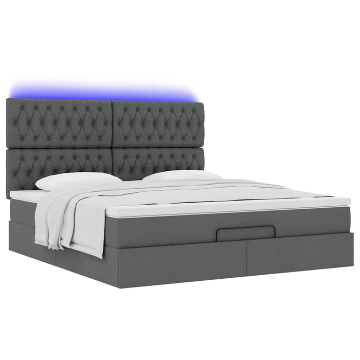 Cadru pat otoman cu saltea țesătură gri închis 180x200 cm - WALTI WALTI