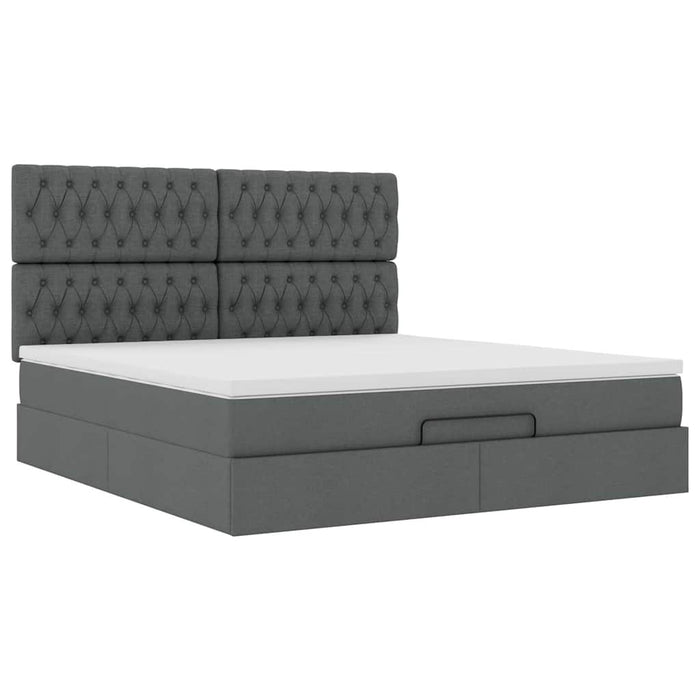 Cadru pat otoman cu saltea țesătură gri închis 180x200 cm - WALTI WALTI
