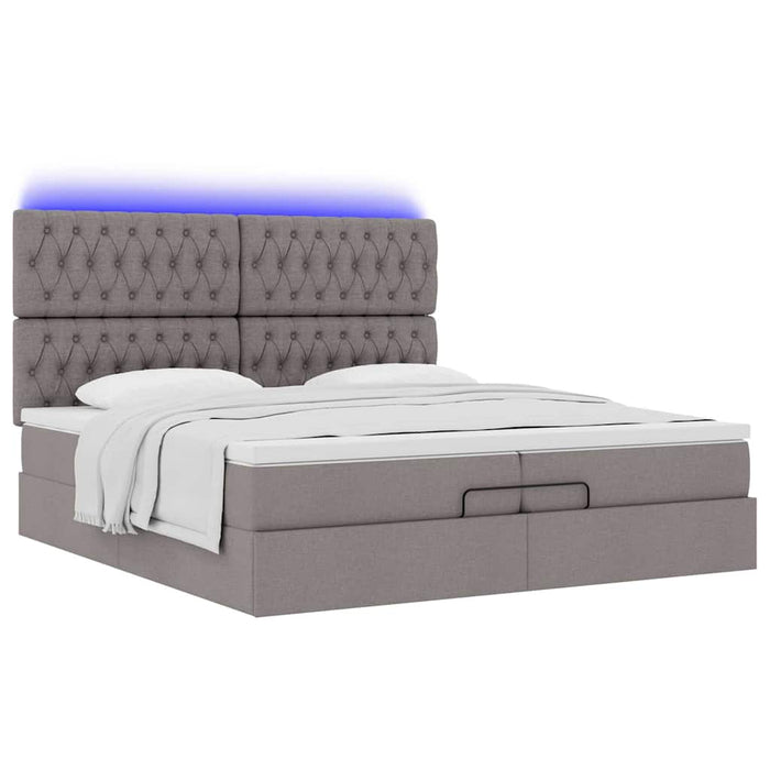 Cadru de pat otoman cu saltele Taupe 200x200cm țesătură WALTI