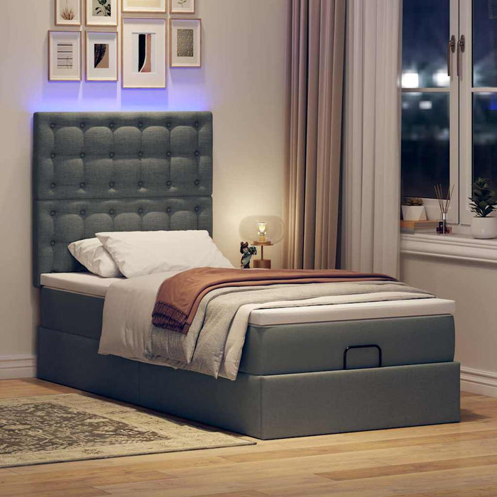 Pat otoman cu saltea și LED-uri, gri închis, 80x200cm, textil - WALTI WALTI