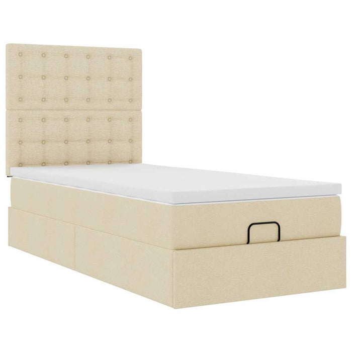 Cadru de pat otoman cu saltea crem 80x200cm stofa - WALTI WALTI