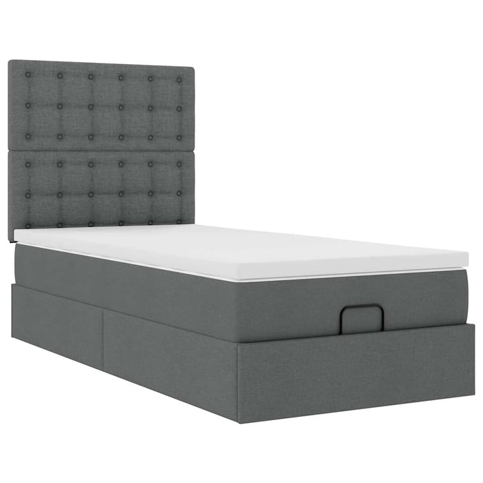 Cadru pat otoman cu saltea țesătură gri închis 100x200 cm - WALTI WALTI