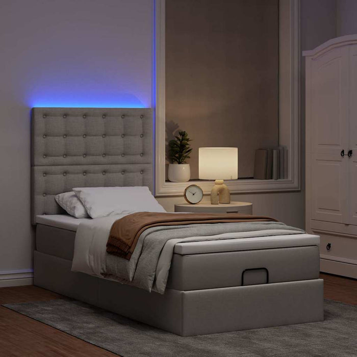 Cadru de pat otoman cu saltea Taupe 100x200cm Material WALTI