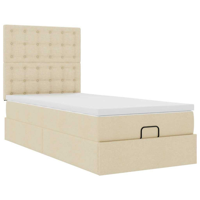 Cadru de pat otoman cu saltea crem 100x200cm stofa WALTI