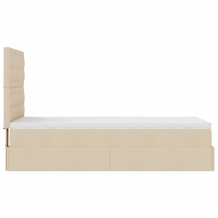 Cadru de pat otoman cu saltea crem 100x200cm stofa WALTI