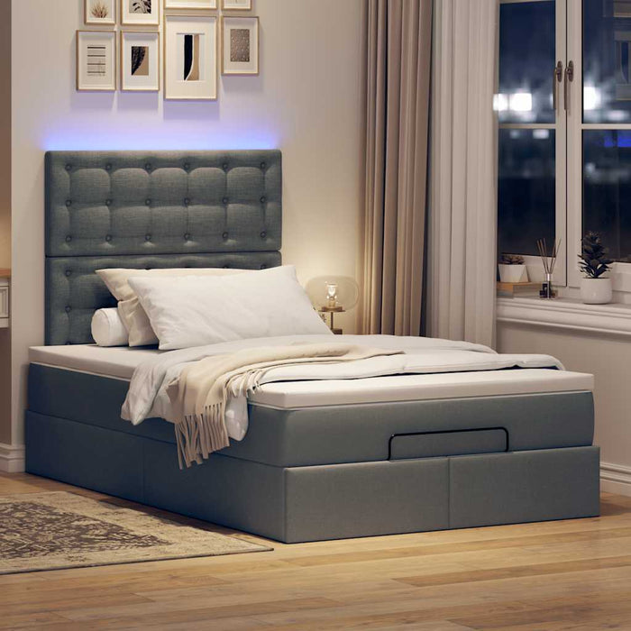 Cadru pat otoman cu saltea țesătură gri închis 120x190 cm WALTI