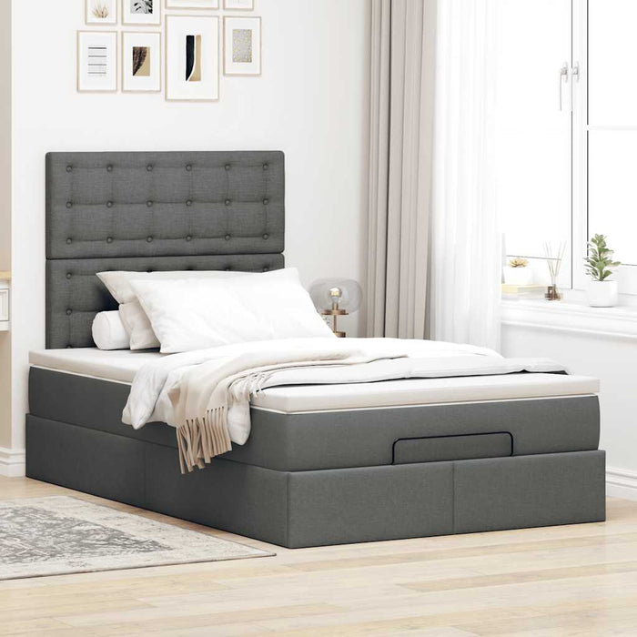 Cadru pat otoman cu saltea țesătură gri închis 120x190 cm WALTI