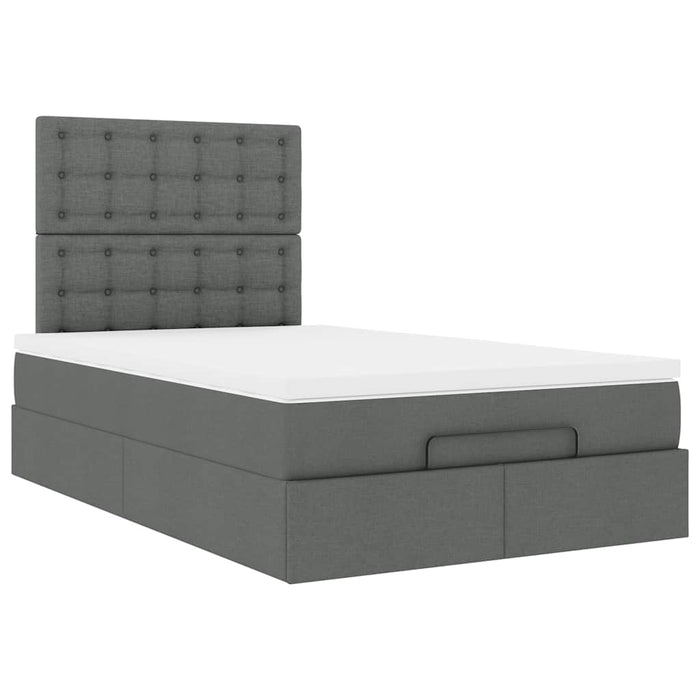 Cadru pat otoman cu saltea țesătură gri închis 120x190 cm WALTI
