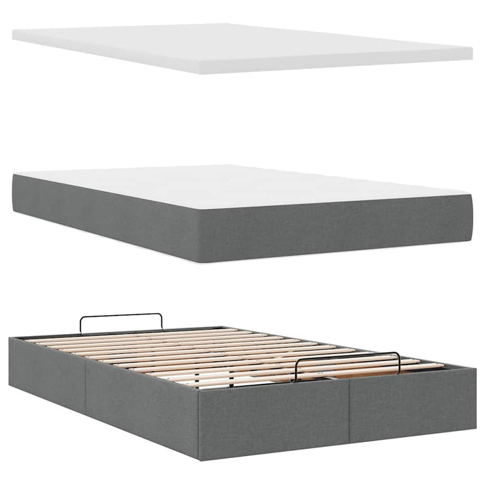 Cadru pat otoman cu saltea țesătură gri închis 120x190 cm WALTI