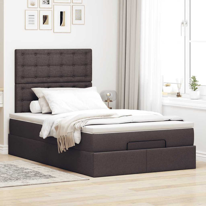 Cadru de pat otoman cu saltea țesătură maro închis 120x190 cm - WALTI WALTI
