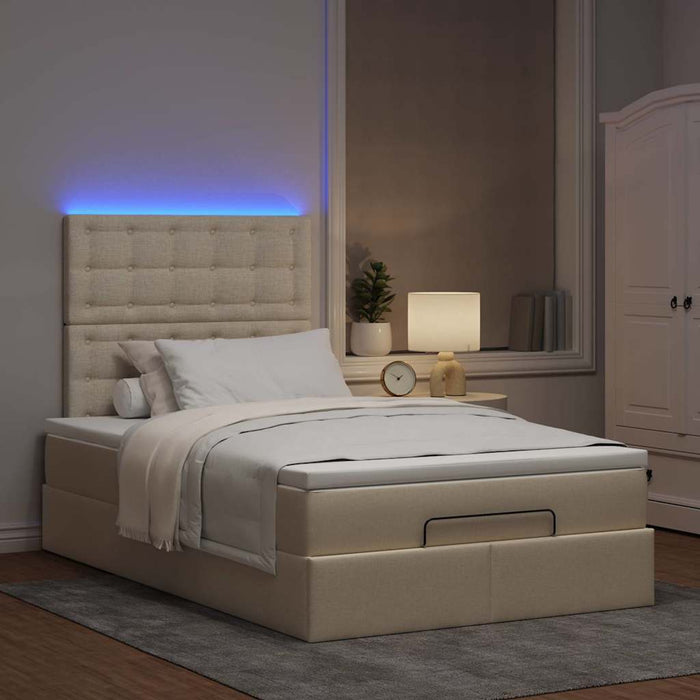 Cadru de pat otoman cu saltea crem 120x190cm stofa WALTI