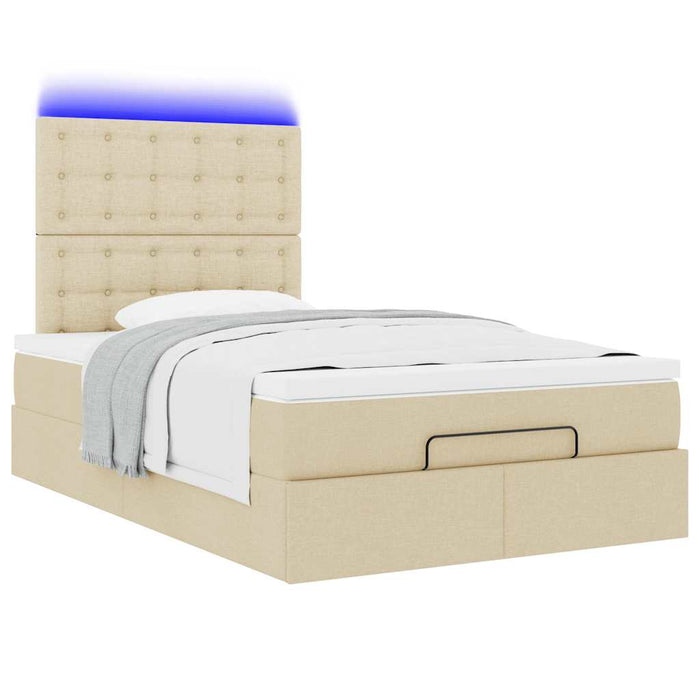 Cadru de pat otoman cu saltea crem 120x190cm stofa WALTI