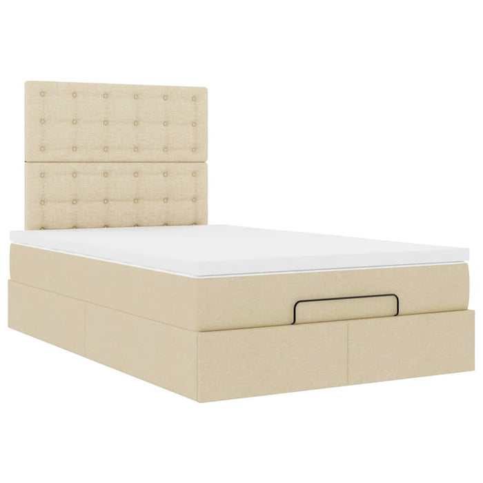 Cadru de pat otoman cu saltea crem 120x190cm stofa WALTI