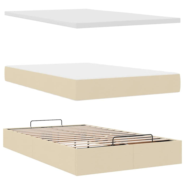 Cadru de pat otoman cu saltea crem 120x190cm stofa WALTI