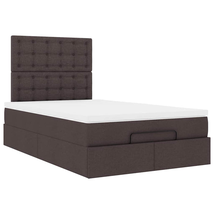 Cadru de pat otoman cu saltea țesătură maro închis 120x200 cm WALTI