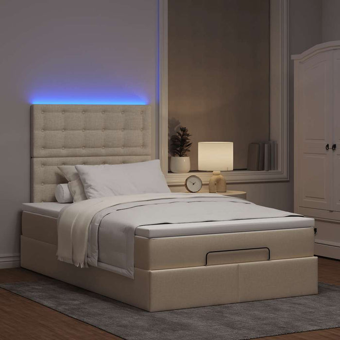 Cadru de pat otoman cu saltea crem 120x200cm stofa - WALTI WALTI