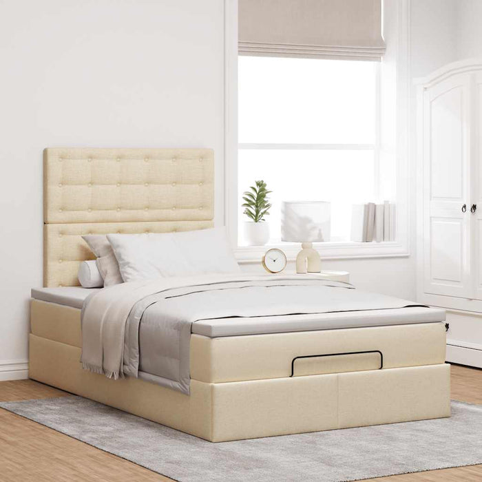 Cadru de pat otoman cu saltea crem 120x200cm stofa - WALTI WALTI