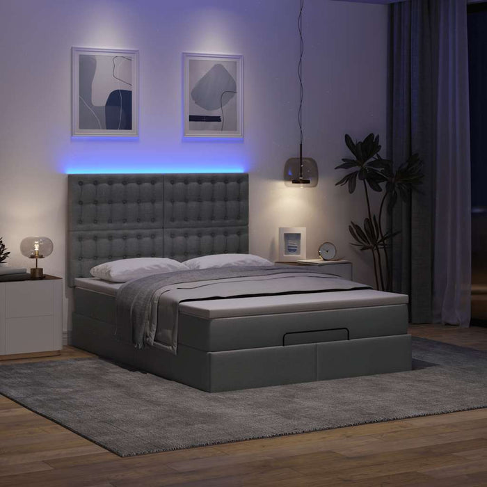 Cadru pat otoman cu saltea țesătură gri închis 140x190cm - WALTI WALTI