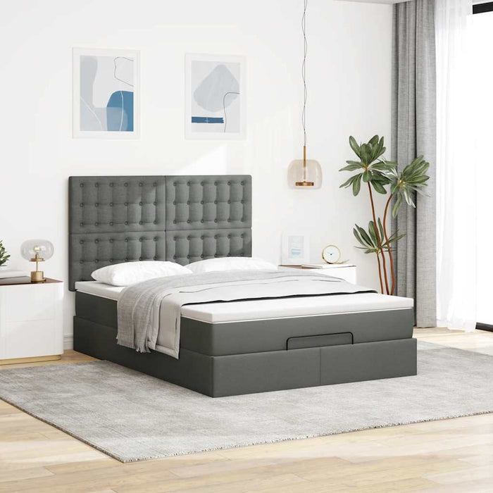 Cadru pat otoman cu saltea țesătură gri închis 140x190cm - WALTI WALTI