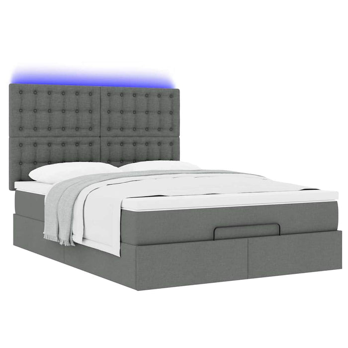 Cadru pat otoman cu saltea țesătură gri închis 140x190cm - WALTI WALTI