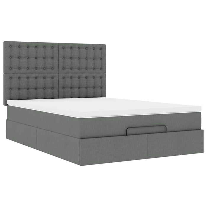 Cadru pat otoman cu saltea țesătură gri închis 140x190cm - WALTI WALTI