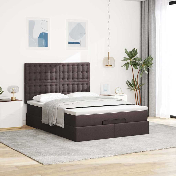 Cadru de pat otoman cu saltea țesătură maro închis 140x190cm - WALTI WALTI