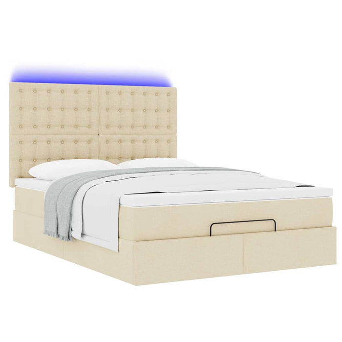 Cadru de pat otoman cu saltea crem 140x190cm stofa - WALTI WALTI