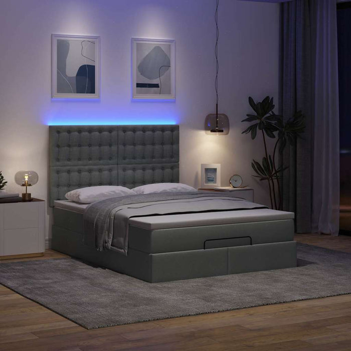 Cadru pat otoman cu saltea țesătură gri închis 140x200 cm - WALTI WALTI
