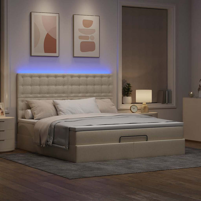 Cadru de pat otoman cu saltea crem 160x200cm stofa - WALTI WALTI