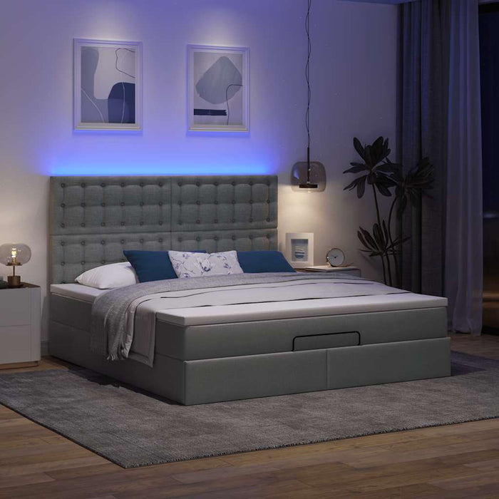 Cadru pat otoman cu saltea țesătură gri închis 180x200 cm - WALTI WALTI