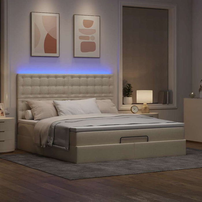 Cadru de pat otoman cu saltea crem 180x200cm stofa - WALTI WALTI