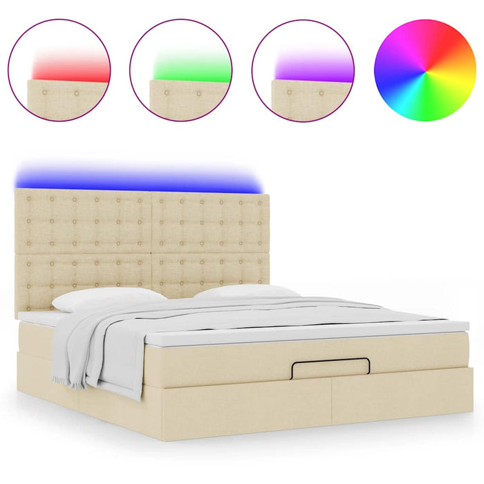 Cadru de pat otoman cu saltea crem 180x200cm stofa - WALTI WALTI