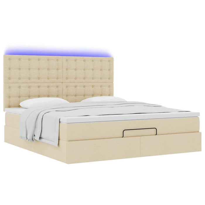 Cadru de pat otoman cu saltea crem 180x200cm stofa - WALTI WALTI