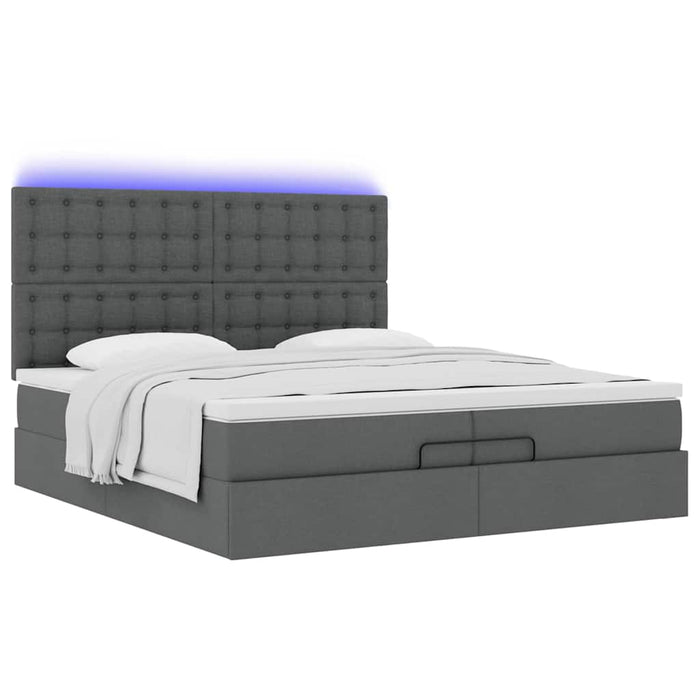 Cadru de pat otoman cu saltele țesătură gri închis 200x200cm - WALTI WALTI